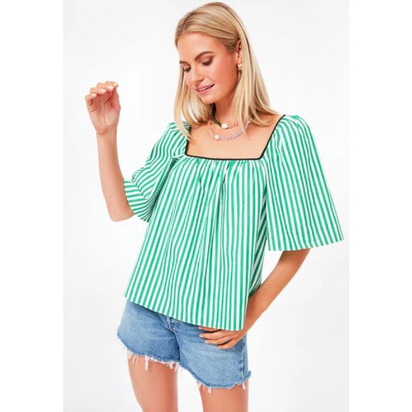 Tuckernuck Pomander Place NWT Green Stripe Celia Top XL - Picture 1 of 10